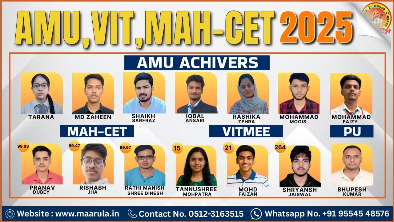 AMU, VIT, MAH-CET 2025 selected students from Maarula Classes